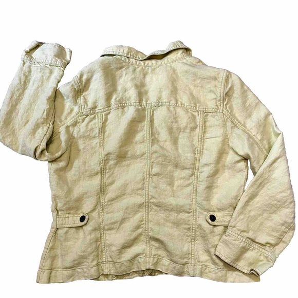 J Jill 100% Linen Jacket Womens Large Lime Green Button Closure Lightweight - Picture 7 of 13